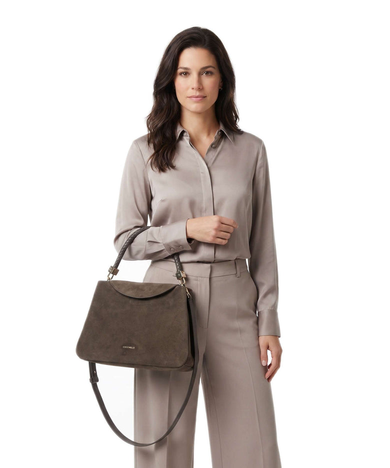 Coccinelle Tiggy Suede Handbag fango