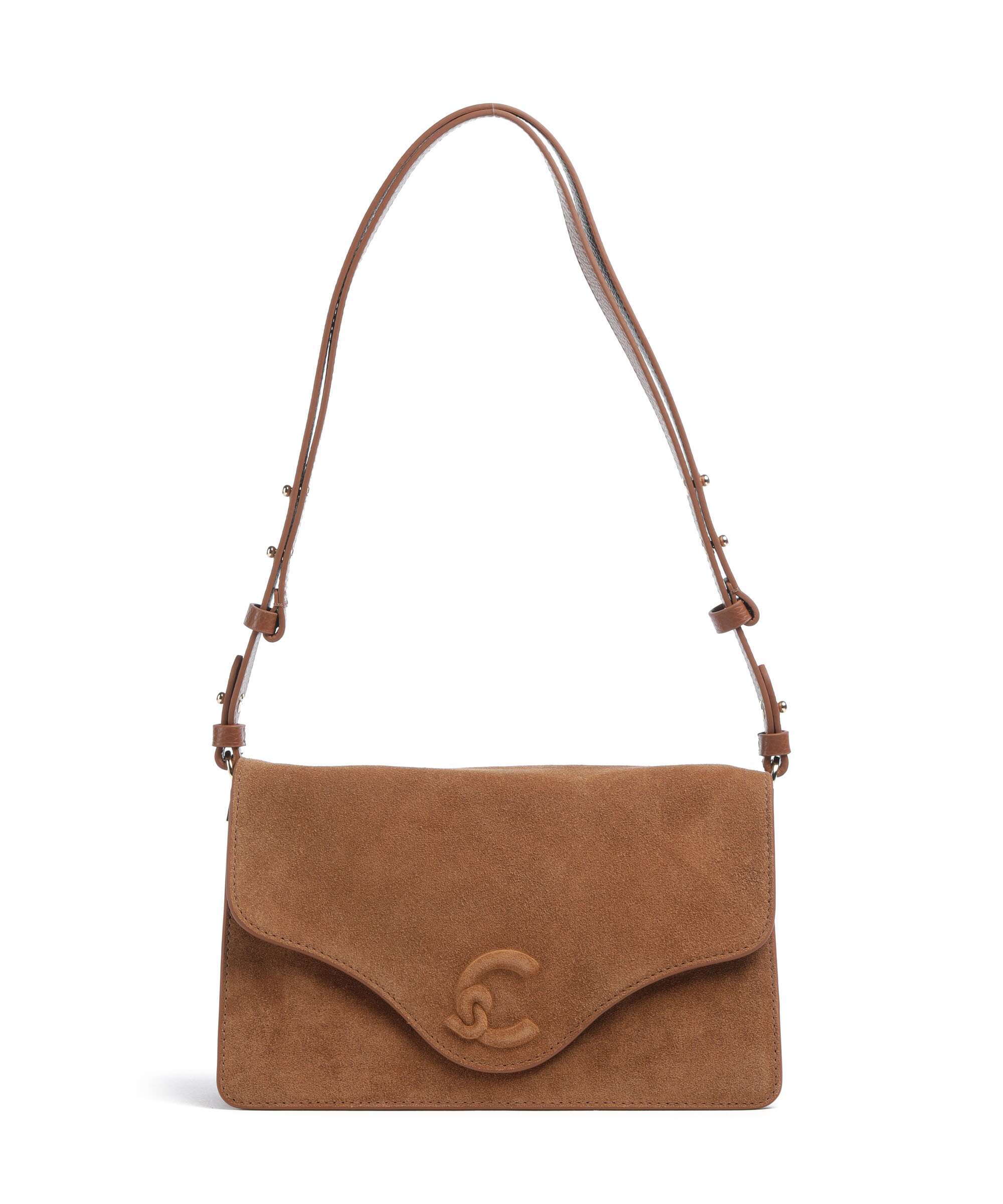 Coccinelle C-Me Softy Suede Shoulder bag cognac