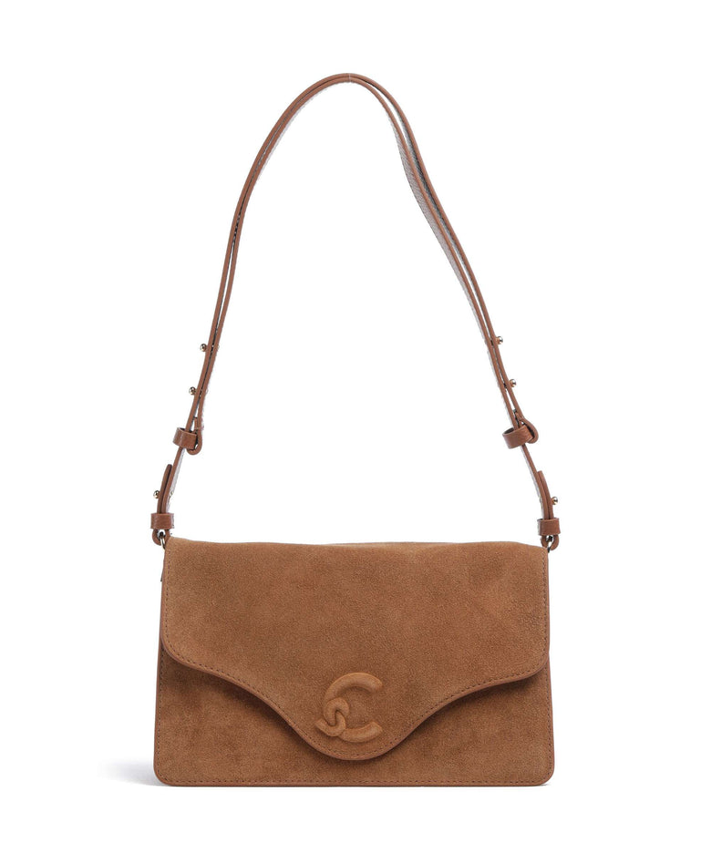 Coccinelle C-Me Softy Suede Shoulder bag cognac