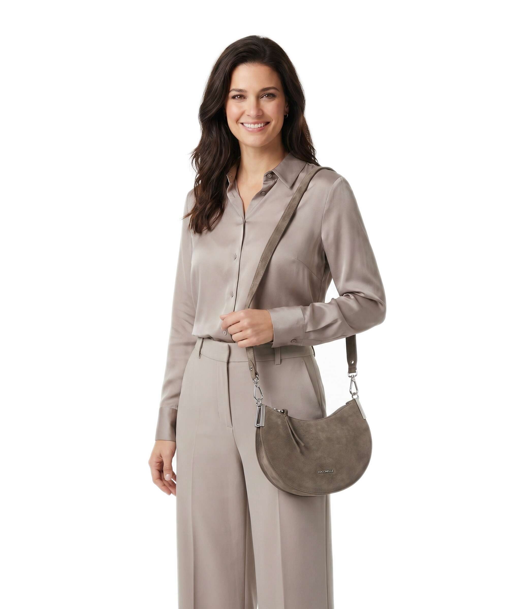 Coccinelle Sunup Suede Shoulder bag fango
