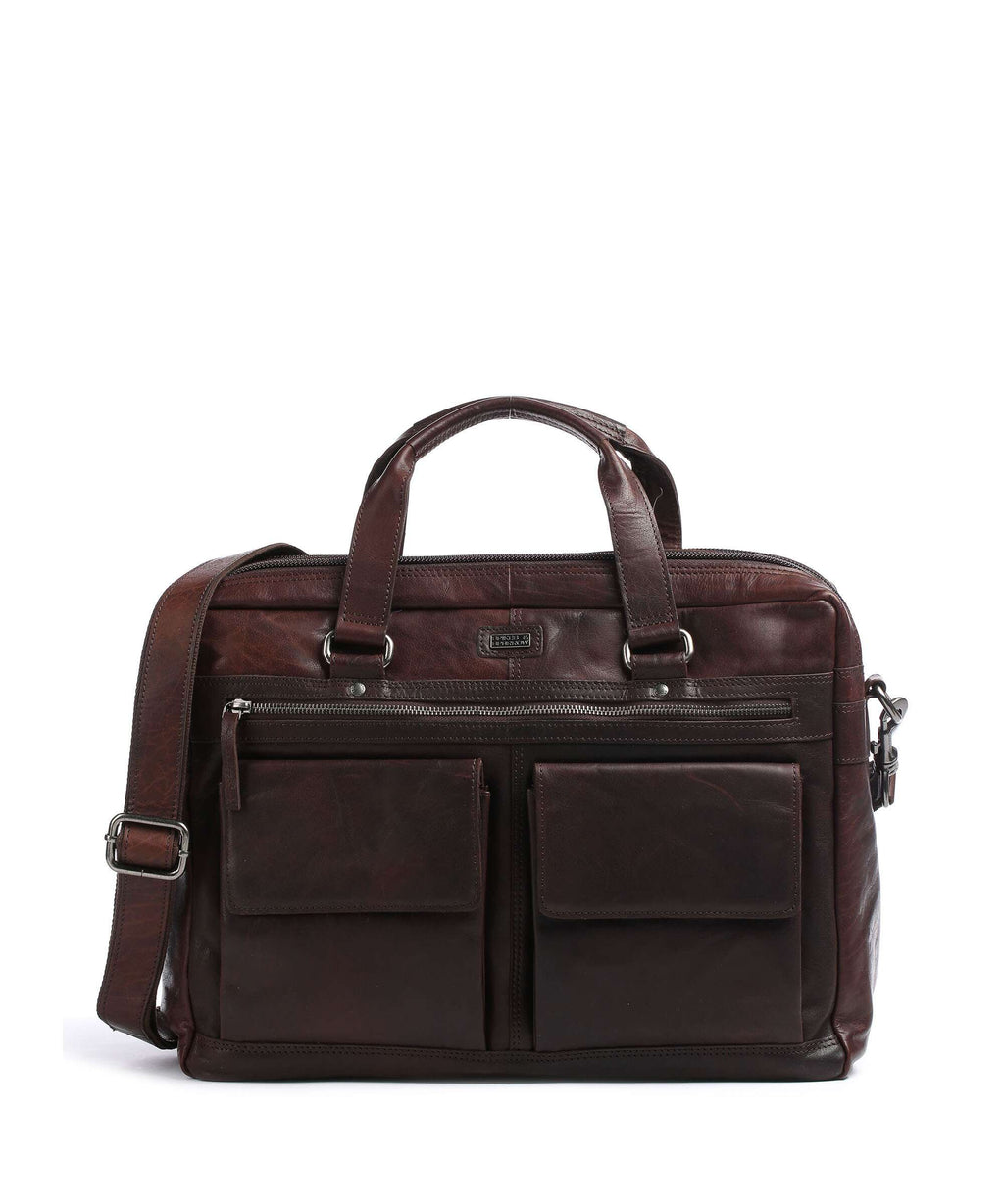 Spikes & Sparrow Bronco Briefcase dark brown