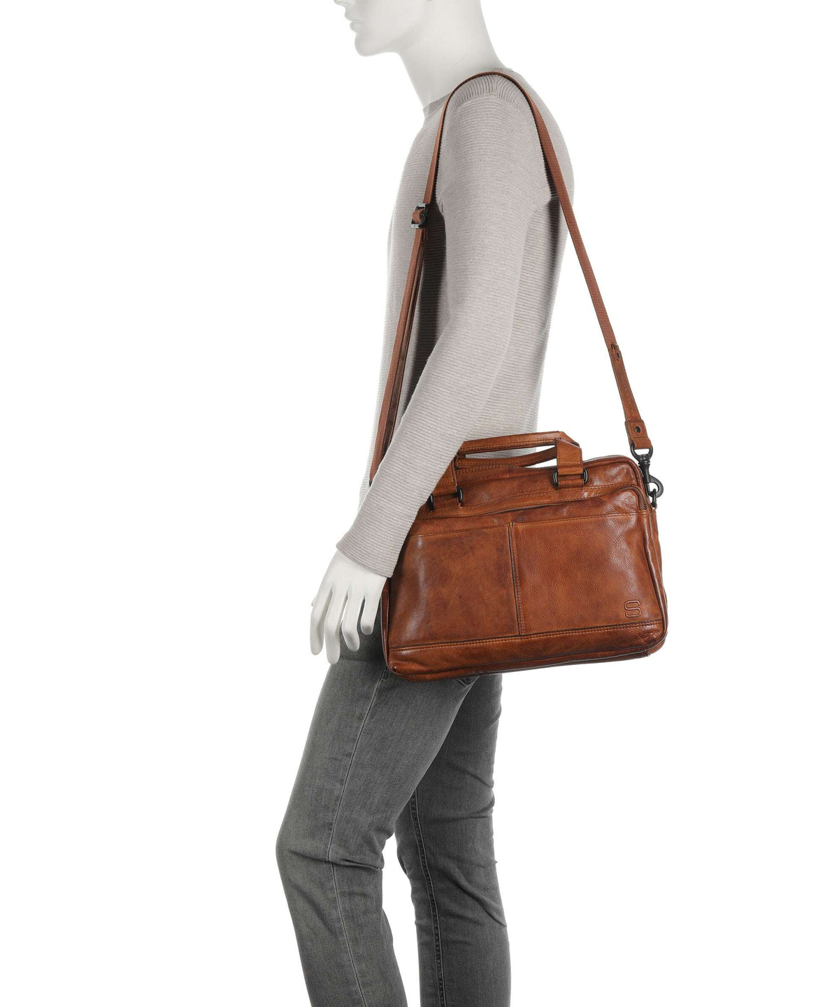 Spikes & Sparrow Apache Briefcase brandy