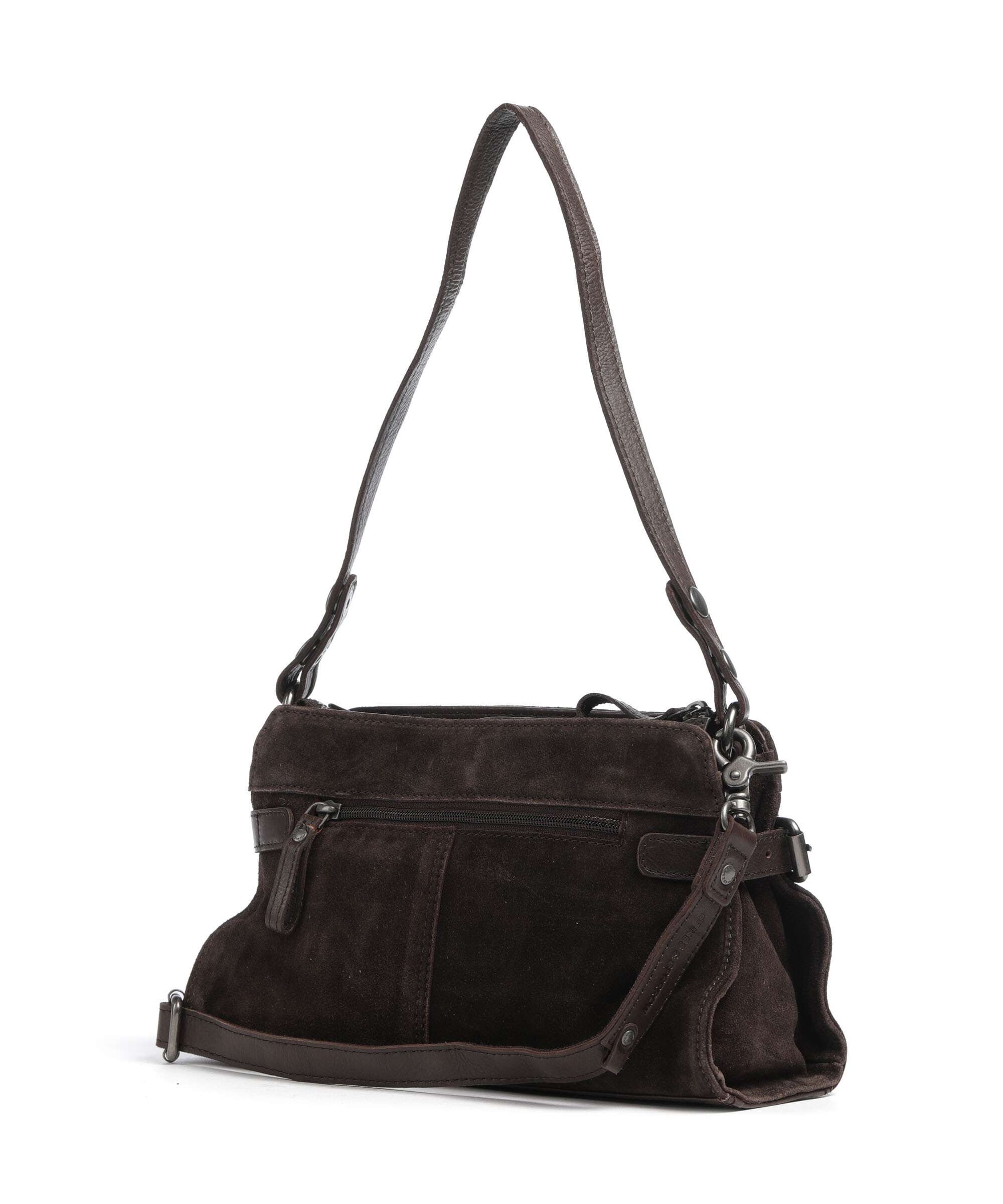 Spikes & Sparrow Suede Mix Madelon Shoulder bag dark brown