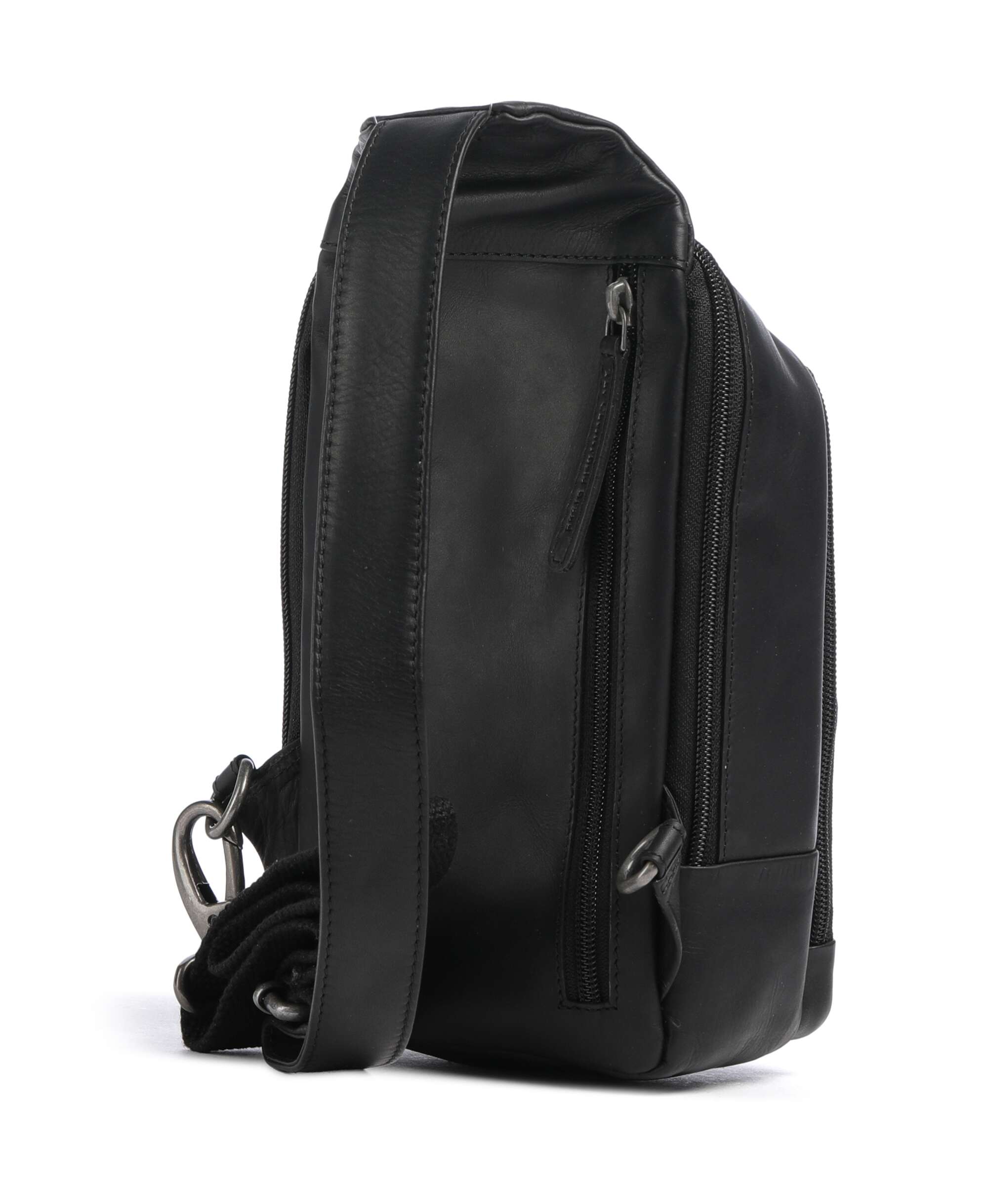 The Chesterfield Brand Cow Wax Pull Up Riga Sling bag black