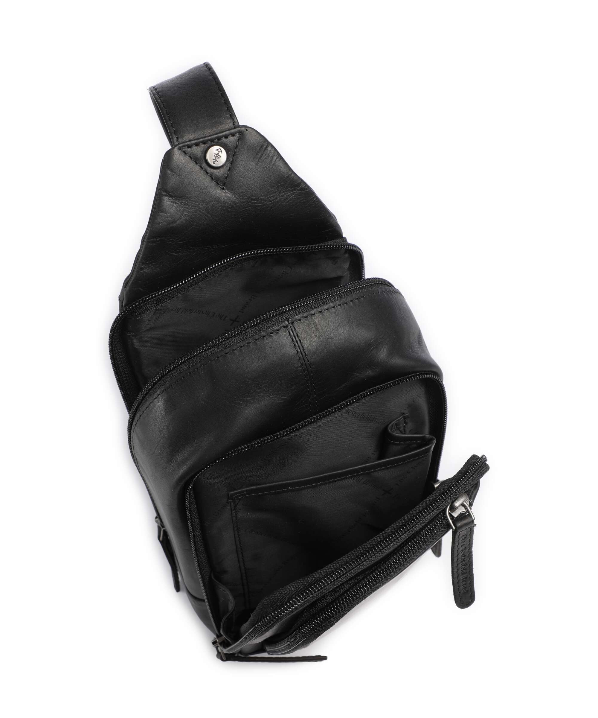 The Chesterfield Brand Cow Wax Pull Up Riga Sling bag black