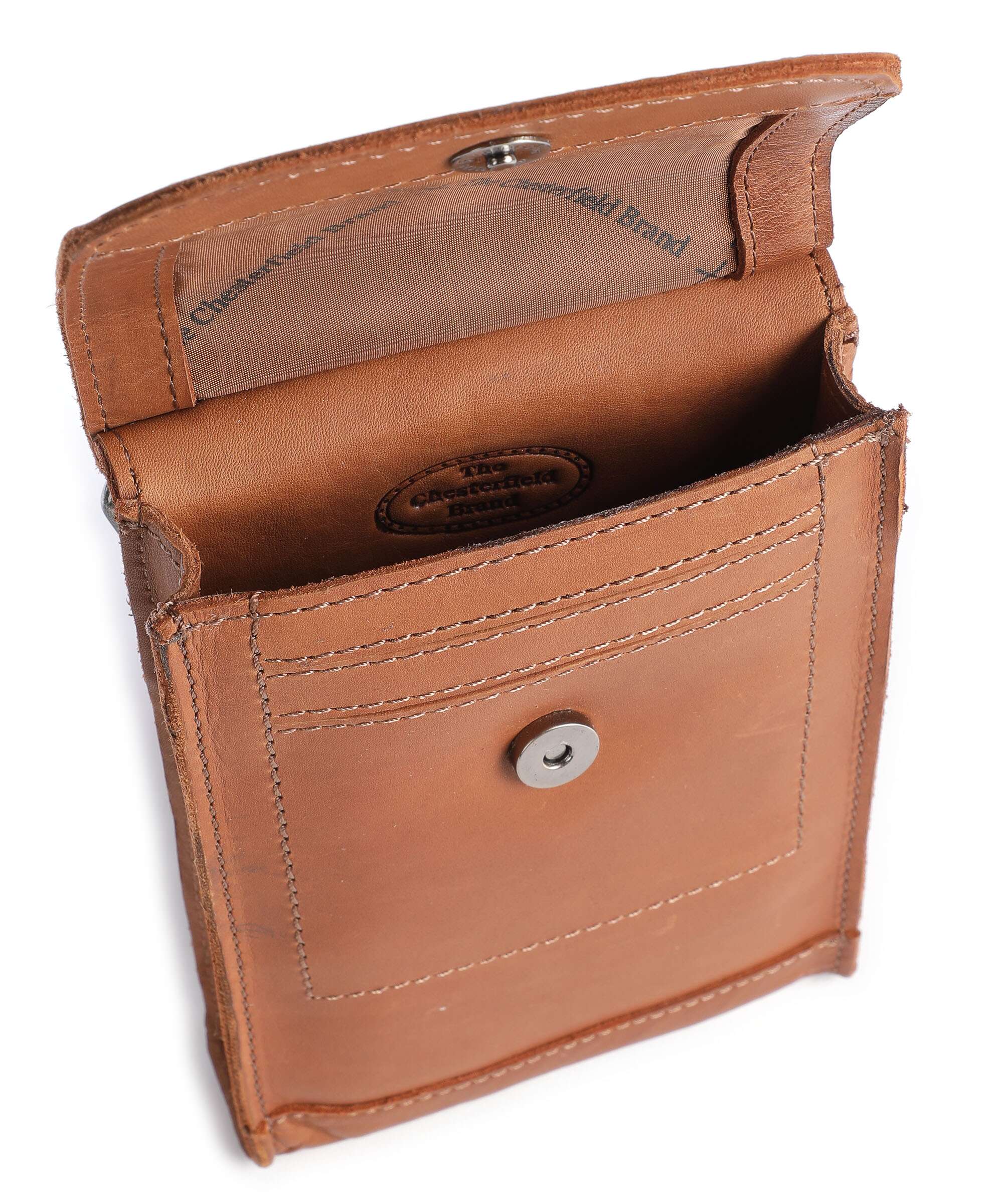 The Chesterfield Brand Cow Wax Pull Up Nebra Phone bag cognac