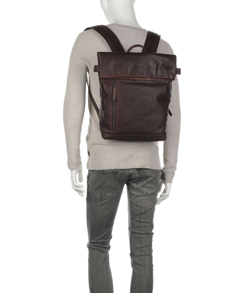 The Chesterfield Brand Cow Wax Pull Up Mazara Backpack brown