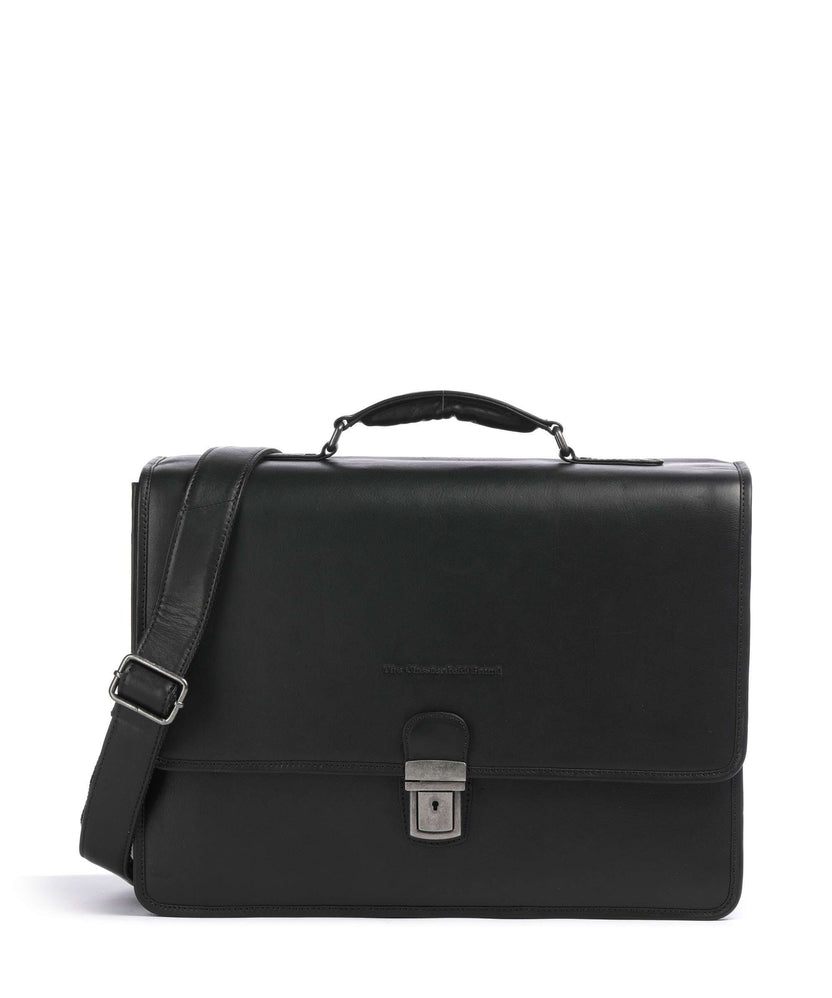 The Chesterfield Brand Cow Wax Pull Up Glenwood Briefcase black