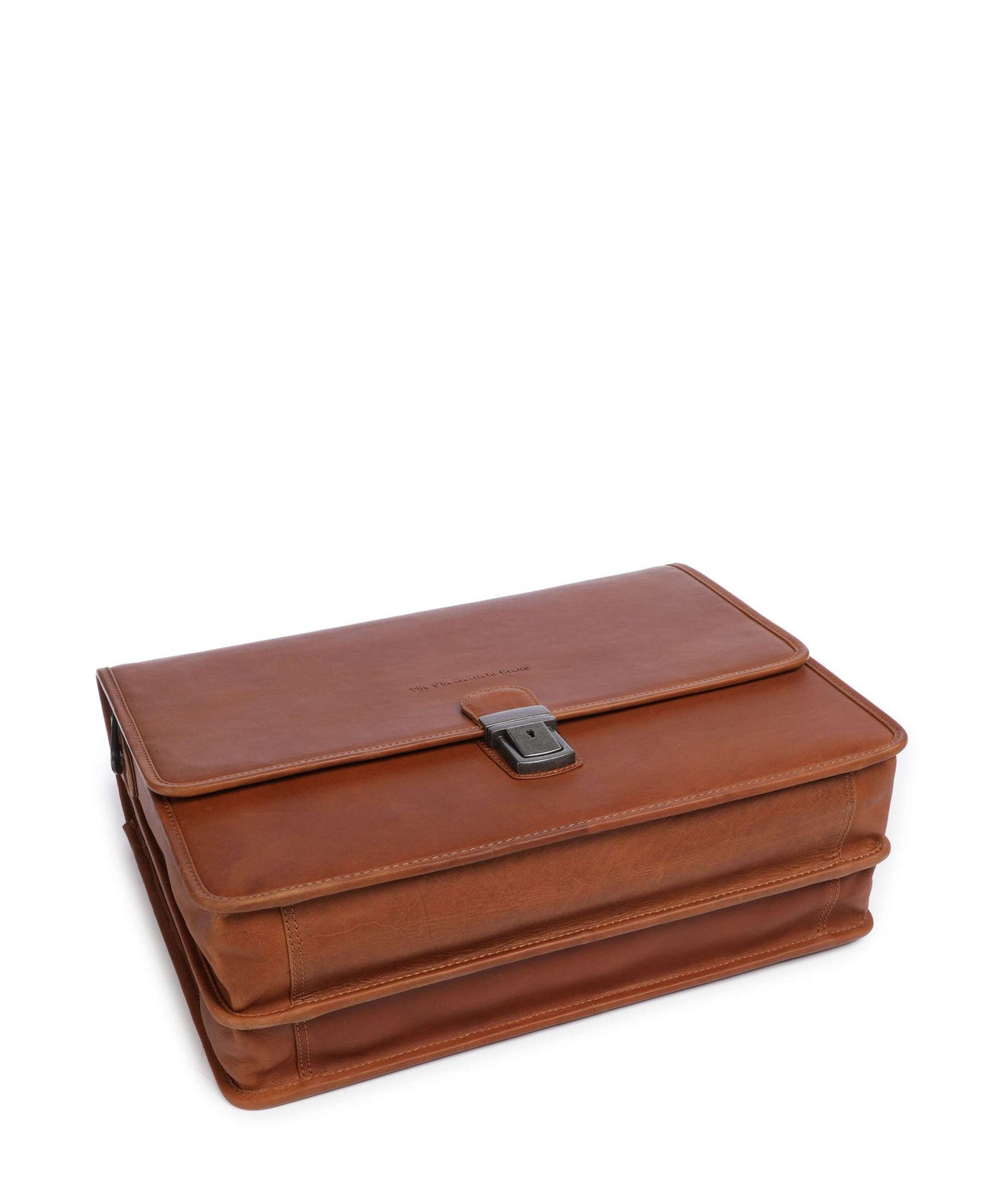 The Chesterfield Brand Cow Wax Pull Up Glenwood Briefcase cognac