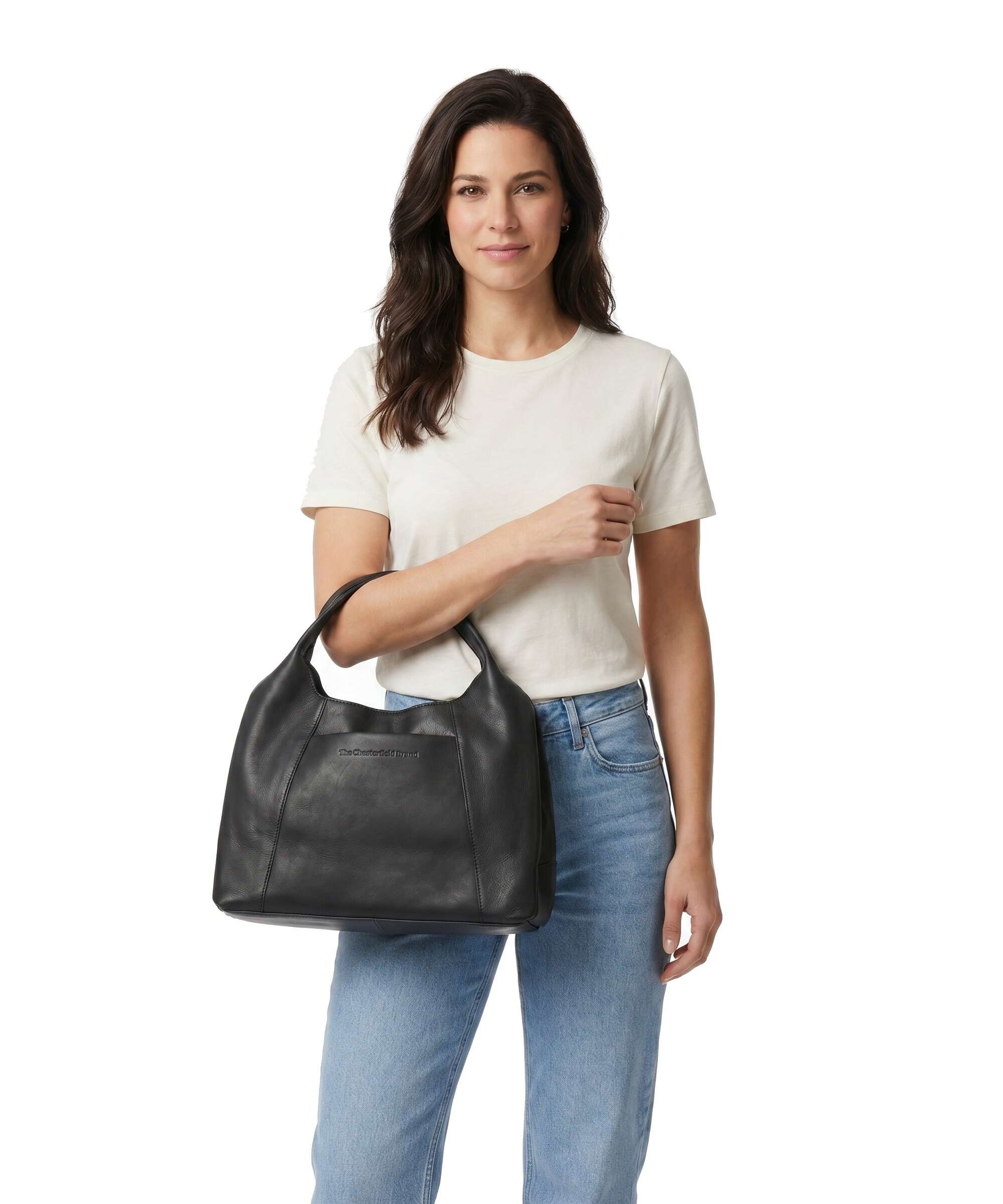 The Chesterfield Brand Wax Pull Up Cow Salina Handbag black