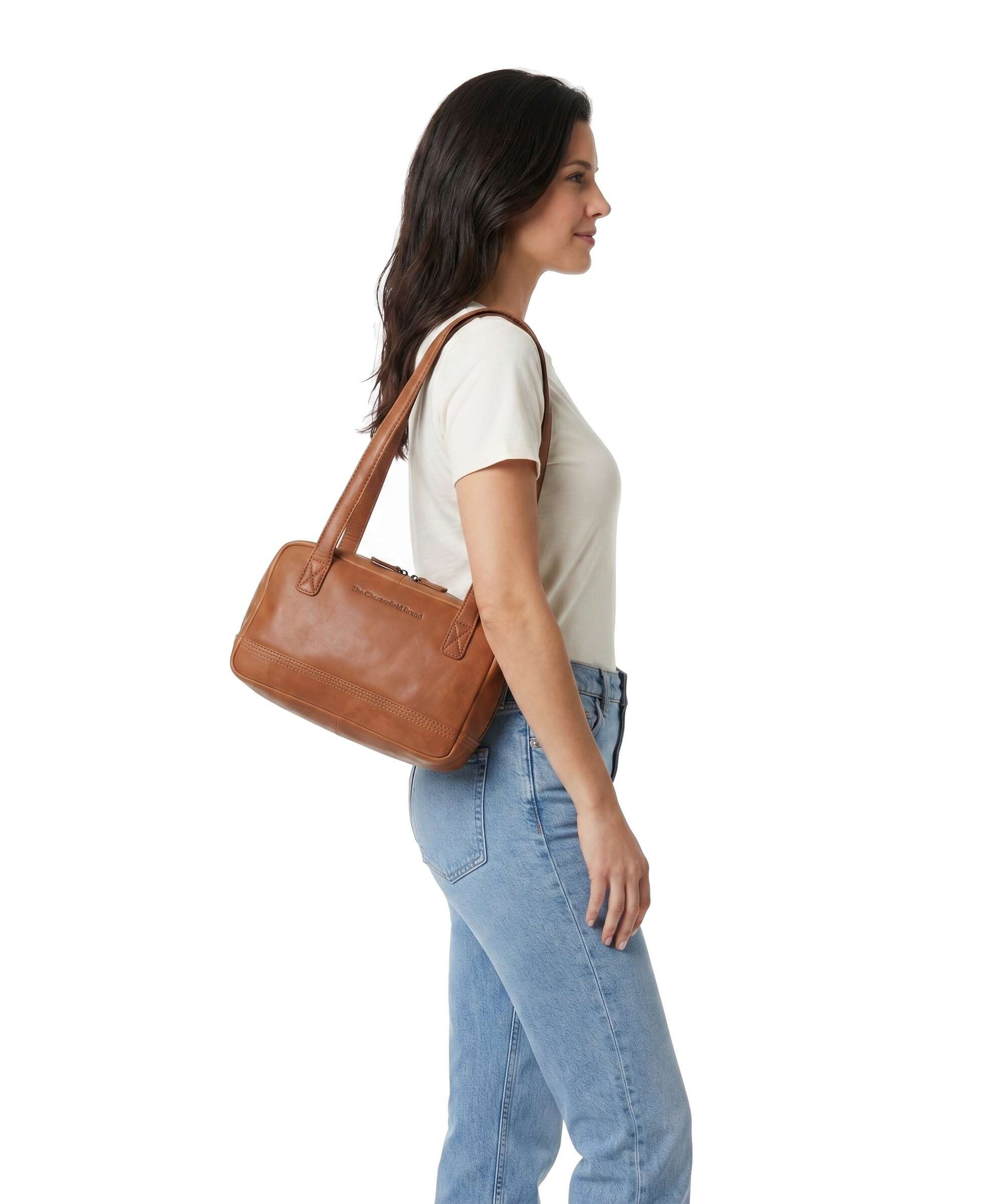 The Chesterfield Brand Wax Pull Up Cow Fenno Shoulder bag cognac