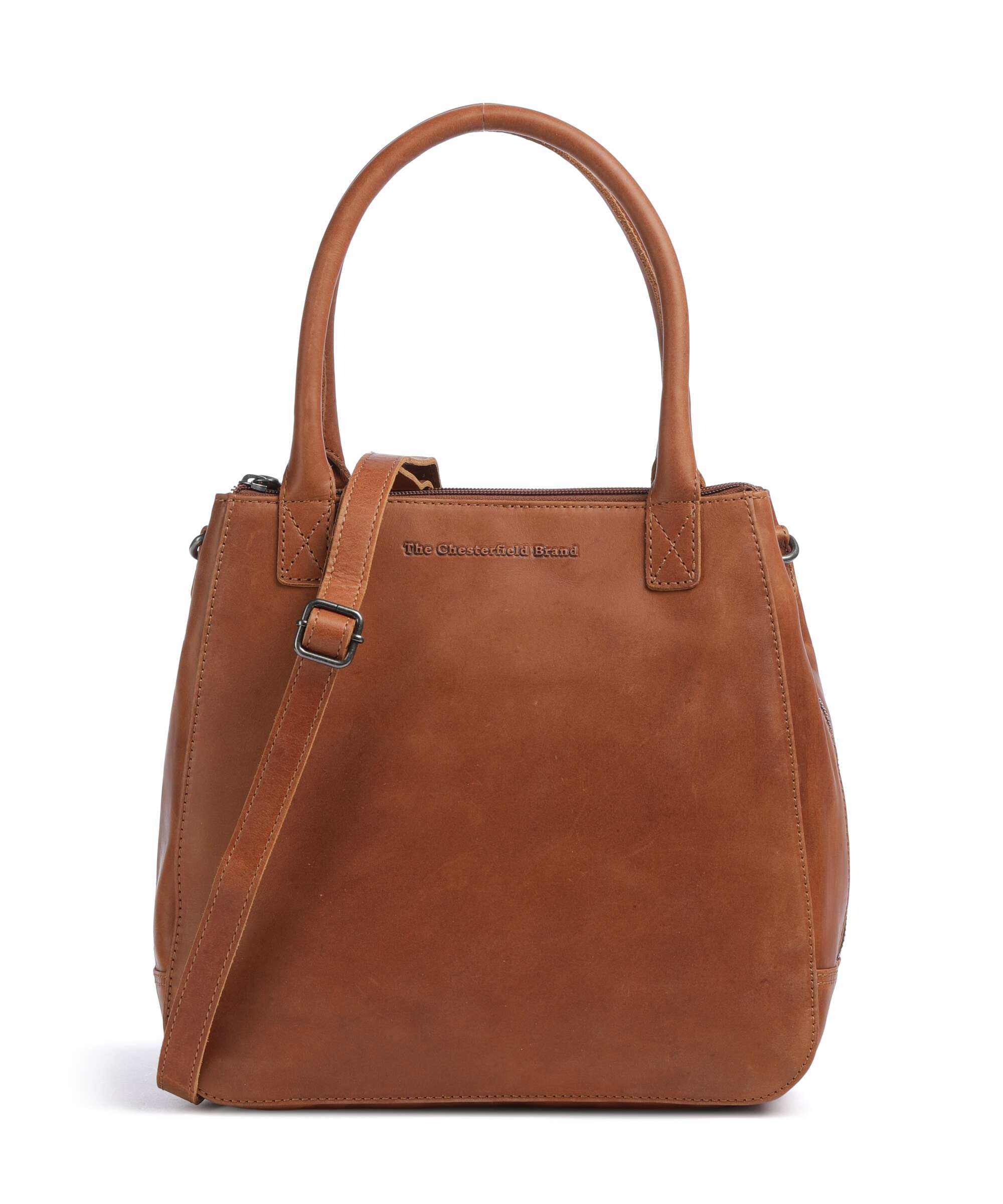 The Chesterfield Brand Cow Wax Pull Up Solvin Handbag cognac