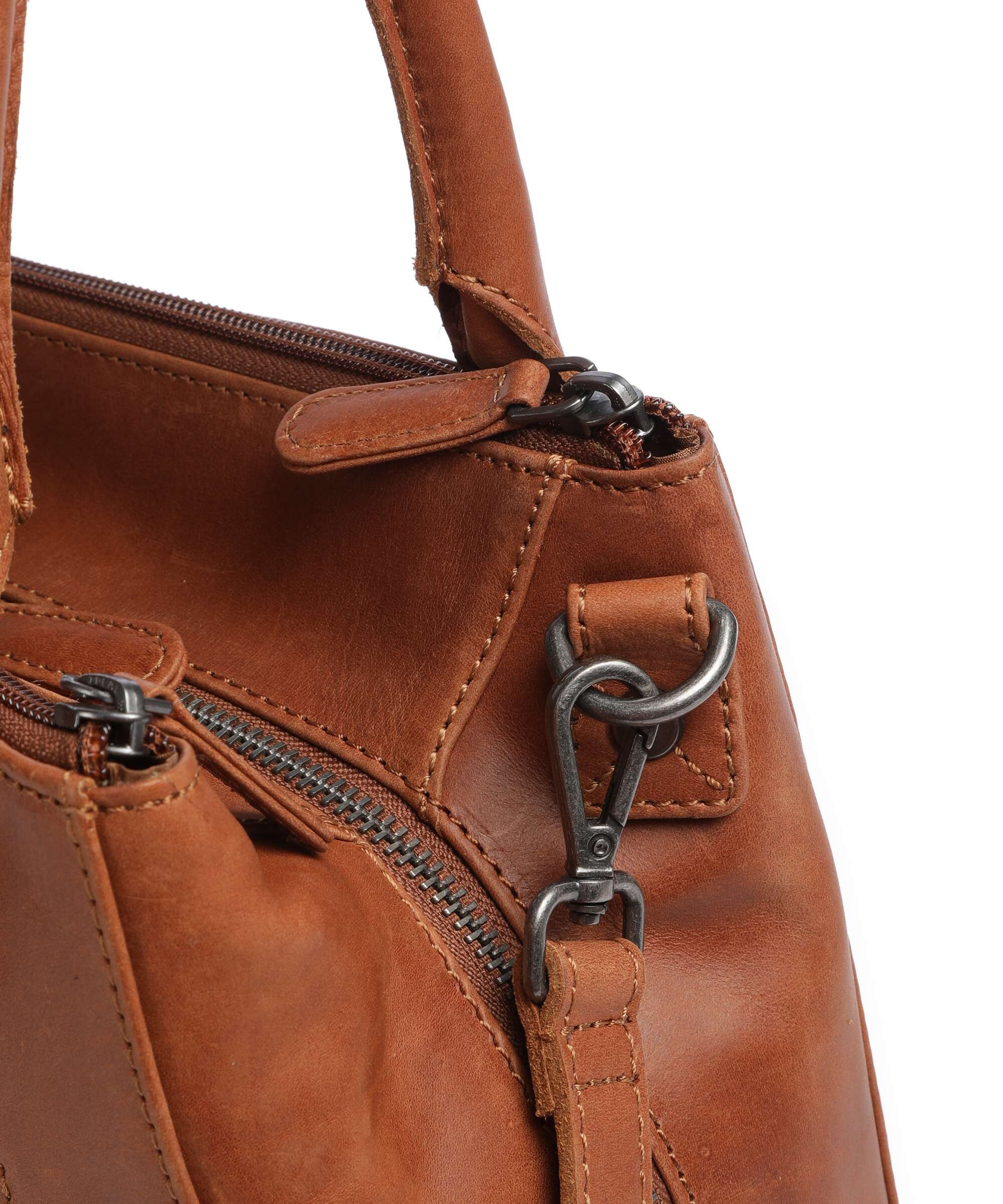 The Chesterfield Brand Cow Wax Pull Up Solvin Handbag cognac