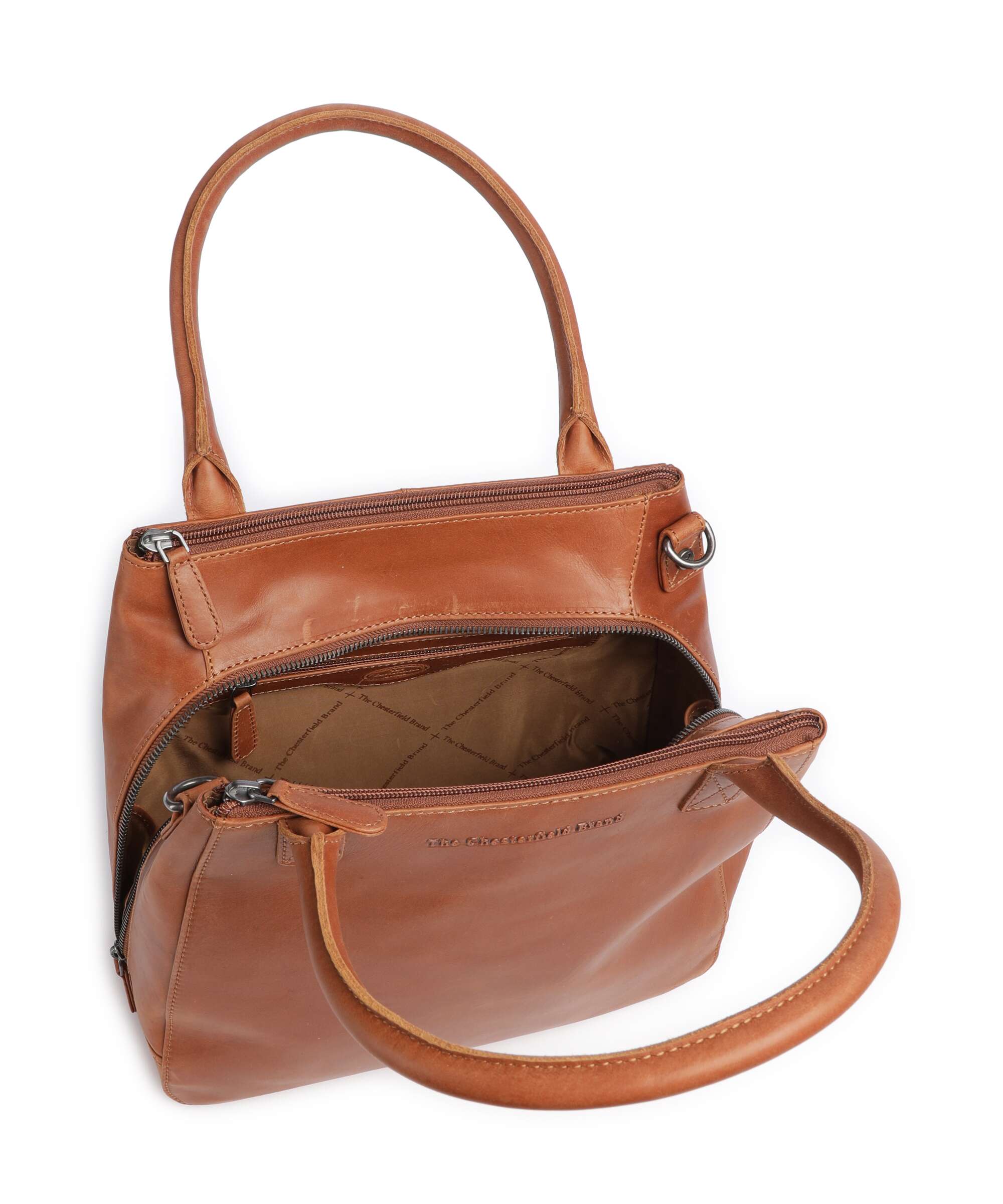 The Chesterfield Brand Cow Wax Pull Up Solvin Handbag cognac