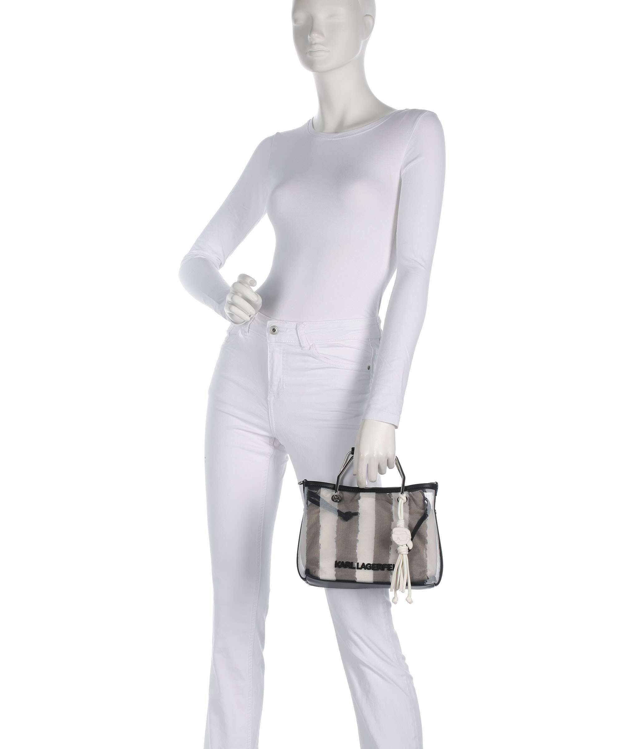 Karl Lagerfeld Ikon Small Handbag black stripes